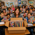 Teacher using Hello Krafty classroom craft kits with students