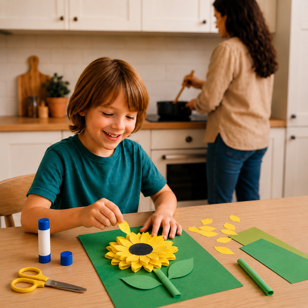 Child creating a craft project from a Hello Krafty monthly craft subscription box