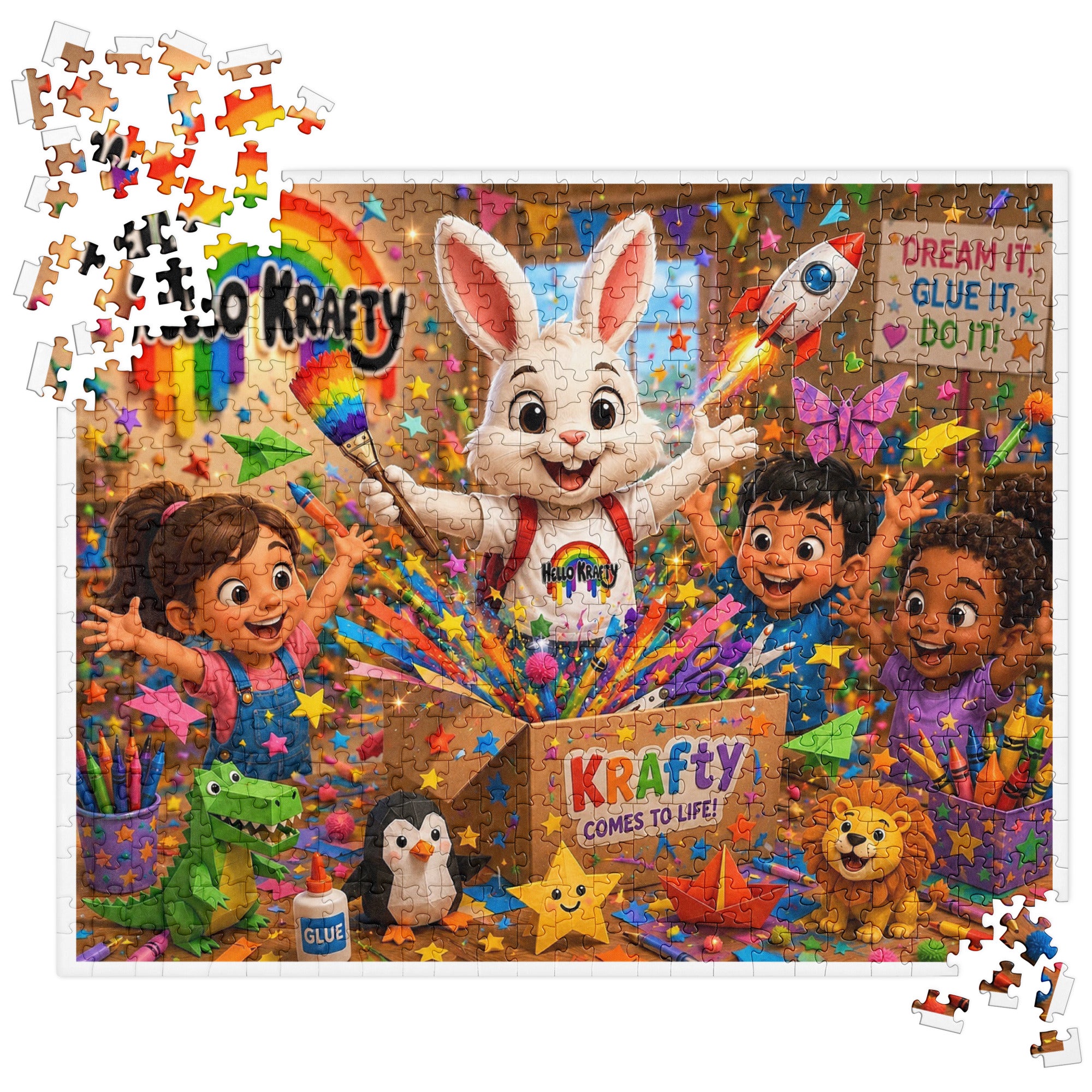 Hello Krafty character puzzle designed for children