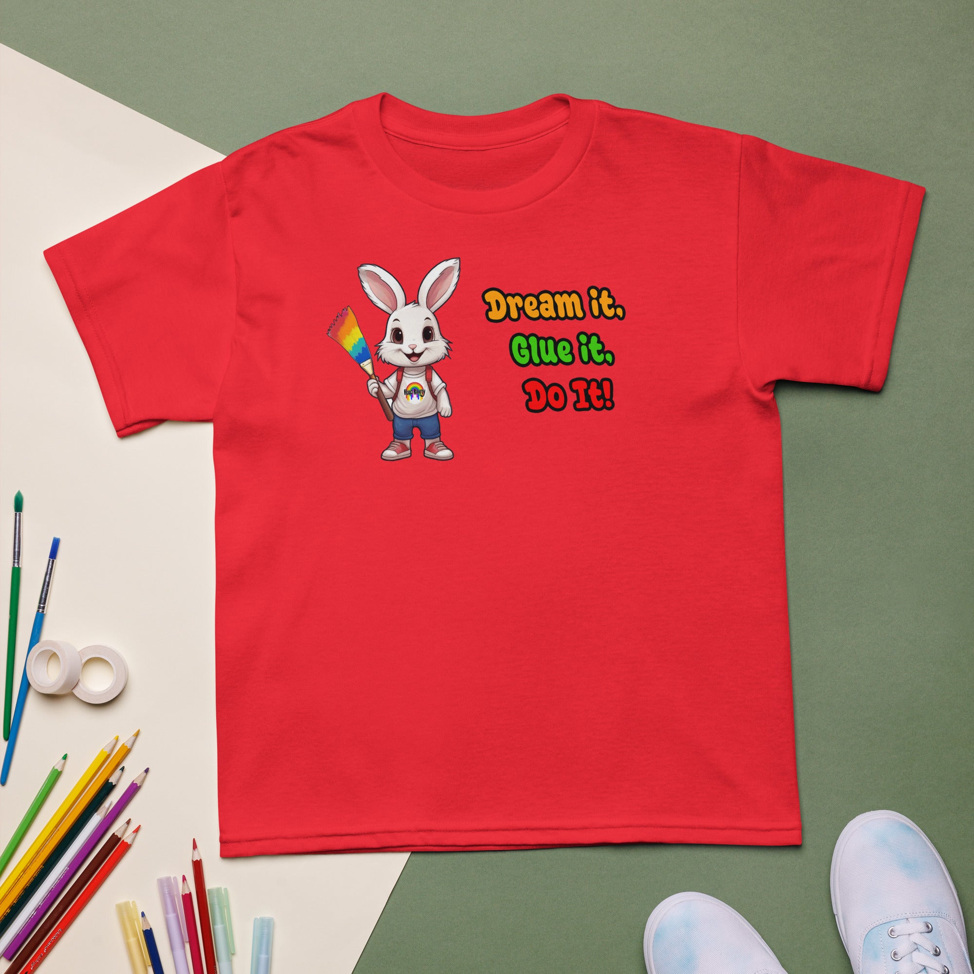 Child wearing a Hello Krafty creative kids t-shirt